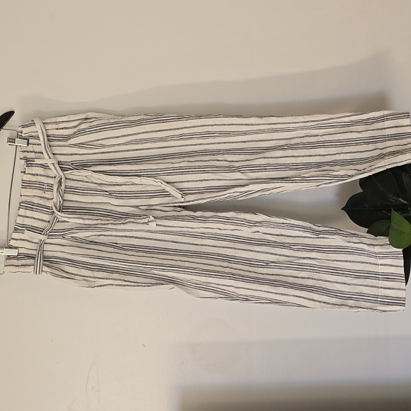 Madewell Linen-Cotton Paperbag Pants in Dark Baltic Stripe - Picture 4 of 11
